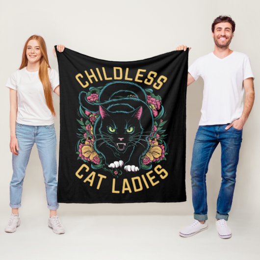 Kinderlose Cat Ladys 2024 Feminist Fleecedecke (Beispiel)