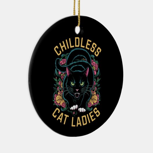 Kinderlose Cat Ladys 2024 Feminist Keramik Ornament (Rechts)