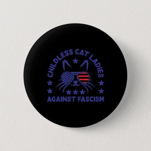 Kinderlose Cat Ladys Against Faschism Funny Cat Fe Button (Vorderseite)