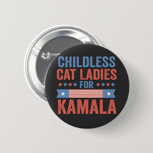 Kinderlose Cat Ladys for Kamala 2024 Button (Vorne & Hinten)