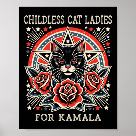 Kinderlose Cat Ladys für Kamala Harris Poster (Vorne)