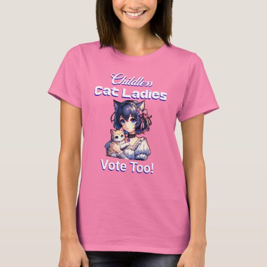 Kinderlose Cat Ladys wählen auch! Harris Walz 2024 T-Shirt (Vorderseite)