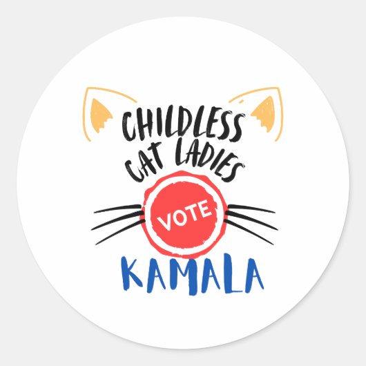 Kinderlose Cat Ladys wählen Kamala Round Stickers (Vorderseite)
