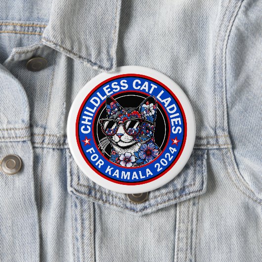 Kinderlose Cat Ladys wählen Kamala US 2024 Dems Button (Beispiel)