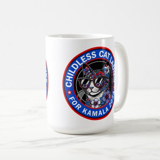 Kinderlose Cat Ladys wählen Kamala US 2024 Dems Kaffeetasse (VorderseiteRechts)