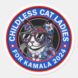 Kinderlose Cat Ladys wählen Kamala US 2024 Dems Runder Aufkleber