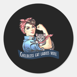 Kinderlose Cat Ladys wählen Rosie The Riveter Elec Runder Aufkleber