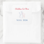 Kinderlose Cat Mama 2024 Wahl Rot Blau Quadratischer Aufkleber (Tasche)