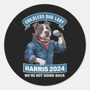 Kinderlose Hundedame wählt Kamala 2024 Runder Aufkleber