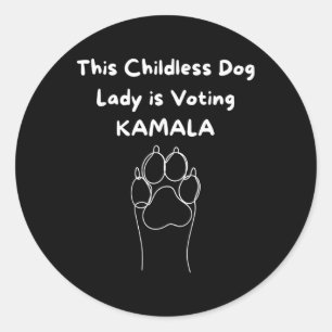 Kinderlose Hundedame wählt Kamala-Harris 2024 3 Runder Aufkleber