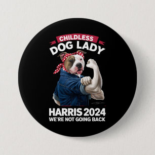 Kinderlose Hundefrau wählt Kamala 2024 Button