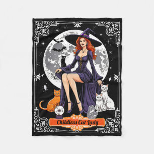 Kinderlose Katze, Halloween, Hexenkatze, Zwergspo Fleecedecke