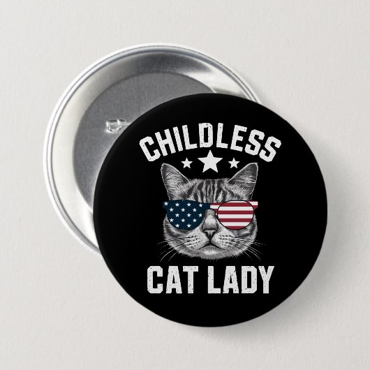 Kinderlose Katze Lady 2024 Button (Vorne & Hinten)