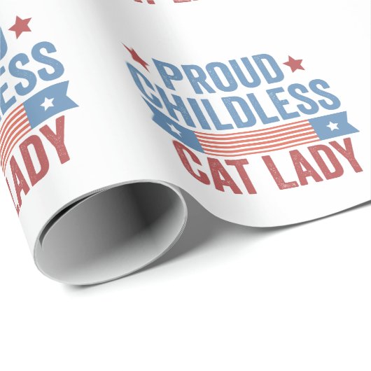 Kinderlose Katze Lady 2024 Geschenkpapier (Rolleneckpunkt)