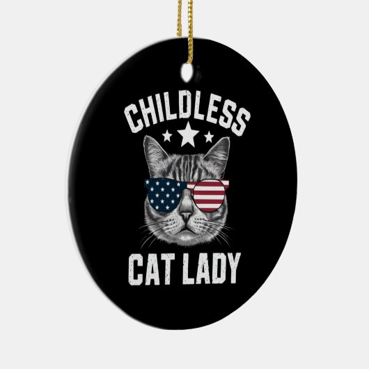 Kinderlose Katze Lady 2024 Keramik Ornament (Rechts)