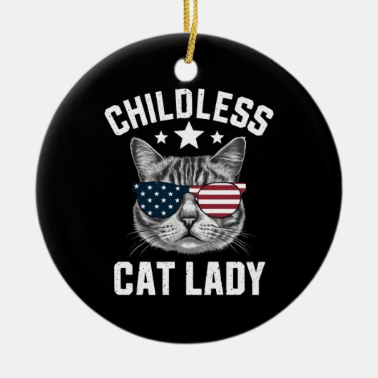 Kinderlose Katze Lady 2024 Keramik Ornament (Vorne)