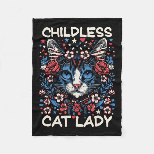 Kinderlose Katze Lady Funny Cat Lover 4 Fleecedecke (Vorderseite)