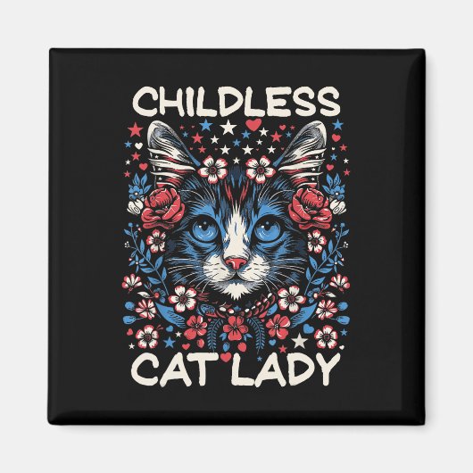 Kinderlose Katze Lady Funny Cat Lover 4 Magnet (Vorne)