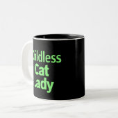 Kinderlose Katze Lady Funny Vote 2024 Zweifarbige Tasse (Vorderseite Links)