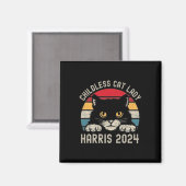 Kinderlose Katze Lady für Kamala Harris 2024 Retro Magnet (Vorderseite/Rückseite)