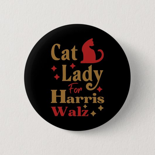 Kinderlose Katze Lady für Kamala Harris Tim Wheime Button (Vorderseite)