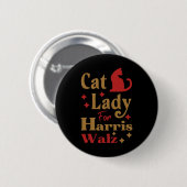 Kinderlose Katze Lady für Kamala Harris Tim Wheime Button (Vorne & Hinten)