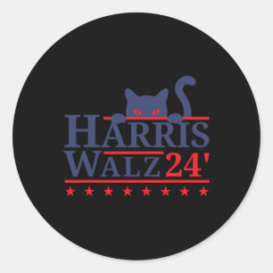Kinderlose Katze Lady für Kamala Harris Tim Wheime Runder Aufkleber