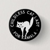 Kinderlose Katze Lady für Kamala lustige Katze sch Button (Vorderseite)