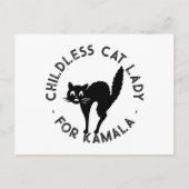 Kinderlose Katze Lady für Kamala lustige schwarze  Postkarte (Vorderseite)