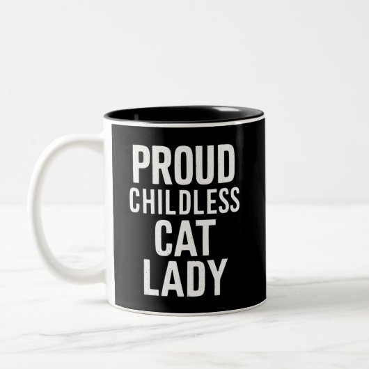 Kinderlose Katze Lady für Katze Mama Frauen Katze Zweifarbige Tasse (Links)