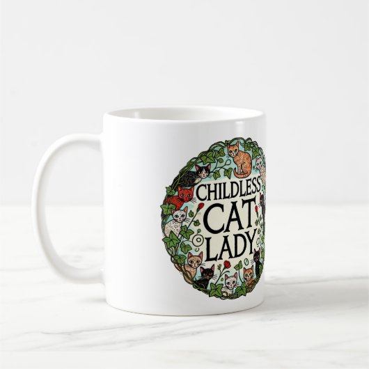 Kinderlose Katze Lady Kaffeetasse (Links)