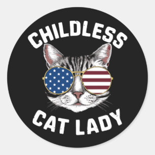 Kinderlose Katze Lady Kamala Harris 2024 Runder Aufkleber