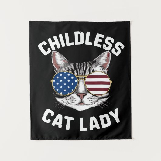 Kinderlose Katze Lady Kamala Harris 2024 Wandteppich (Vorderseite)