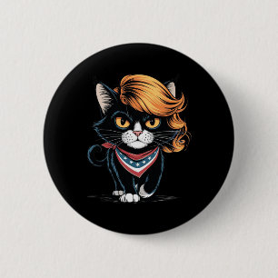 Kinderlose Katze-Lady mit Trump-Haar-Abstimmung Ka Button