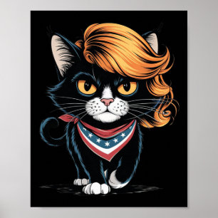 Kinderlose Katze-Lady mit Trump-Haar-Abstimmung Ka Poster