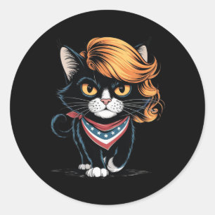 Kinderlose Katze-Lady mit Trump-Haar-Abstimmung Ka Runder Aufkleber