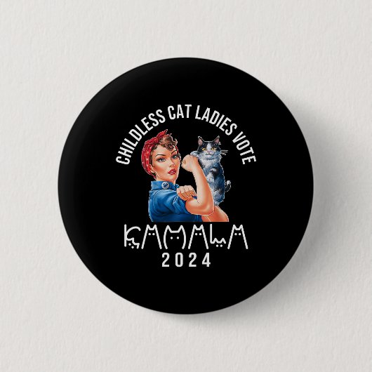 Kinderlose Katze Lady Niedlich Cat 2024 Kinderlose Button (Vorderseite)