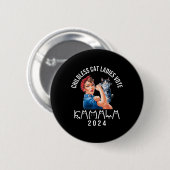 Kinderlose Katze Lady Niedlich Cat 2024 Kinderlose Button (Vorne & Hinten)