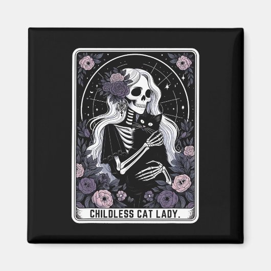 Kinderlose Katze Lady Niedlich Gothic Skeleton Tar Magnet (Vorne)