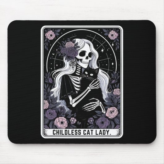 Kinderlose Katze Lady Niedlich Gothic Skeleton Tar Mousepad (Vorne)
