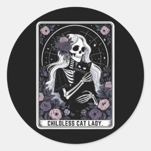 Kinderlose Katze Lady Niedlich Gothic Skeleton Tar Runder Aufkleber