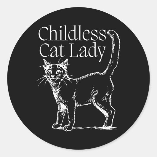 Kinderlose Katze Lady Runder Aufkleber (Vorderseite)