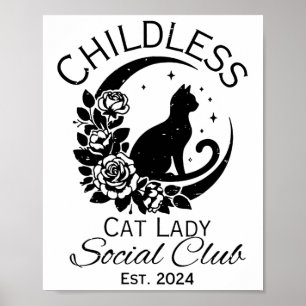 Kinderlose Katze Lady Social Club Meme Cat Kamala  Poster