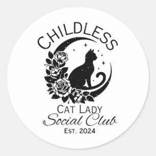 Kinderlose Katze Lady Social Club Meme Cat Kamala  Runder Aufkleber