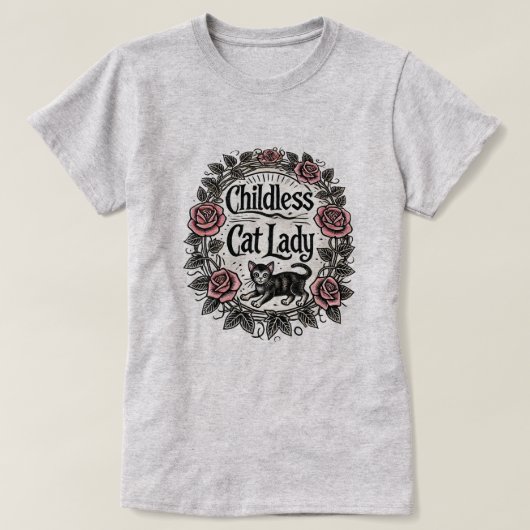 Kinderlose Katze Lady T-Shirt (Design vorne)
