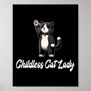 Kinderlose Katze Lady-tuxedo Cat Raising Paw - Fun Poster