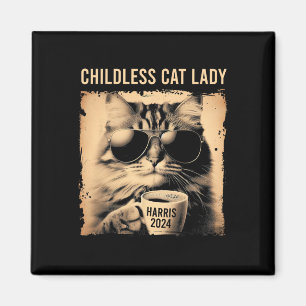 Kinderlose Katze Lady Vintag - Kaffeekatze Kamala  Magnet