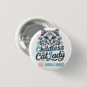 Kinderlose Katze Lady von Kamala Harris Button (Vorne & Hinten)