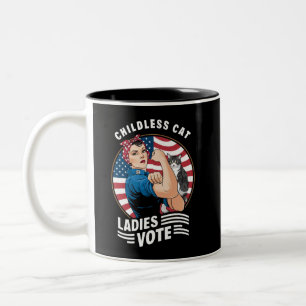 Kinderlose Katze Lady Vote Vintag Rosie The Rivete Zweifarbige Tasse