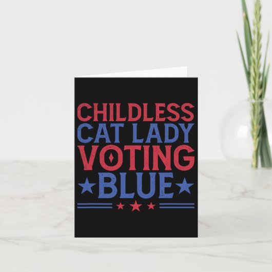 Kinderlose Katze Lady Voting Blue Karte (Vorderseite)